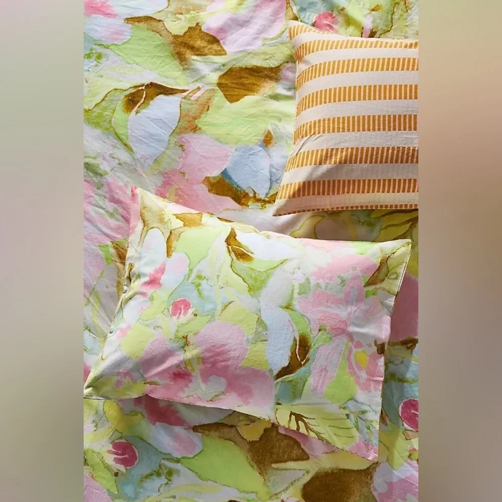 NWT! Anthropologie Palila Organic Cotton Sateen Queen Duvet Cover